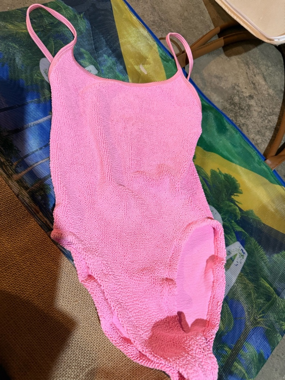 Hunza G Pink Textured One-Piece Swimsuit